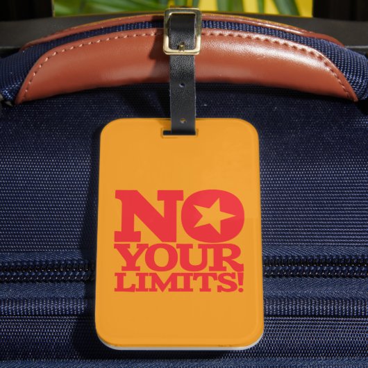 限界だ!レッド文字オレンジBG ラゲッジタグ (正面インサイチュ2)