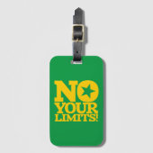 限界だ！金ゴールド文字グリーンBG ラゲッジタグ (正面縦)