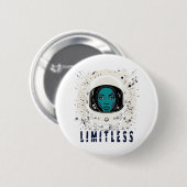 限界なき宇宙少女 - 未来主義的コズミックボタン 缶バッジ (正面&裏面)