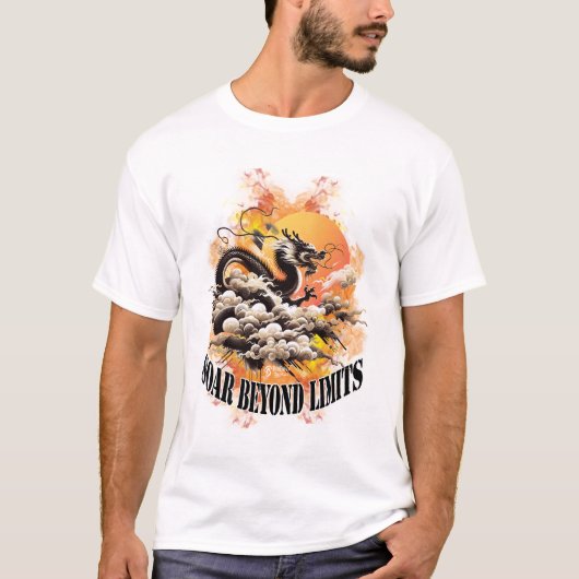 限界を超えて舞い上がる男白 Tシャツ (正面)