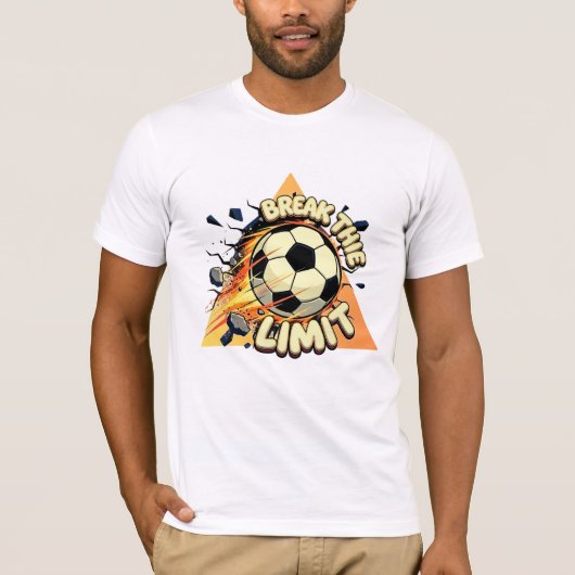 限界を超える サッカー ボール 炎 ゴール スポーツ モチベーション Tシャツ (正面)