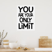 限界引用文ホワイトおやる気を起こさせる客様 ポスター (キッチン)