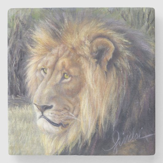 "陛下"のライオンの石造りのコースター ストーンコースター (正面)