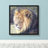 「陛下」 14" x 14"キャンバスのライオンのプリント キャンバスプリント (インサイチュ (ウッドフロア))