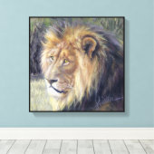 「陛下」 14" x 14"キャンバスのライオンのプリント キャンバスプリント (インサイチュ (ウッドフロア))