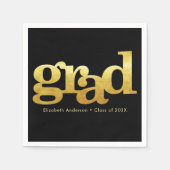 院生はっきりしたシンプルモダン金ゴールドタイポグラフィ スタンダードカクテルナプキン (正面)