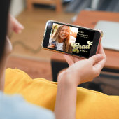 院生モダンスタイリッシュレトロ金ゴールド写真コラージュ 招待状