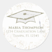 院長シンプル紙吹雪モダン差出人住所 ラウンドシール (正面)