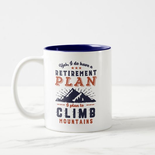 除おもしろい退職した外計画の山登山 ツートーンマグカップ (左)