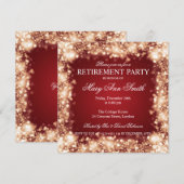 除エレガント去パーティー金ゴールドきらめく灯 招待状 (正面/裏面)