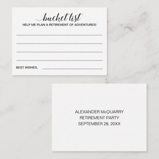 除エレガント外バケット一覧アイディアGuest Book アドバイスカード (正面/裏面)