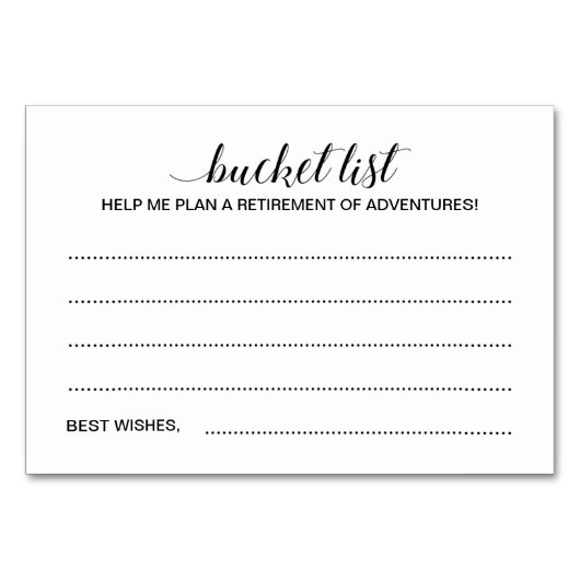 除エレガント外パーティーバケットリストアイディアカード テーブルナンバー (正面)