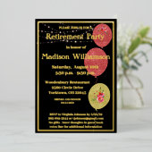 除エレガント・パーティー・ブラック・実在金ゴールド     箔招待状 (立ち正面)