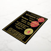 除エレガント・パーティー・ブラック・実在金ゴールド     箔招待状 (回転した状態)