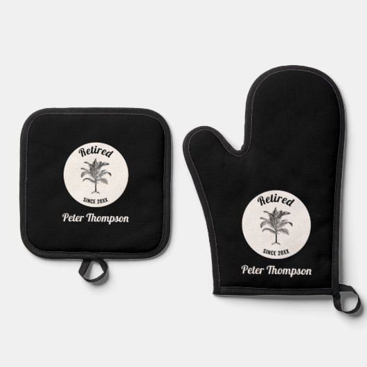 除パーソナライズされたユニーク定贈与 鍋つかみ&鍋敷きセット (正面)