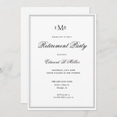 除フォーマルモノグラムの職パーティの招待状 案内状 (正面/裏面)