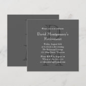 除モダンモノグラムの去招待状（灰色） 招待状 (正面/裏面)
