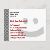 除モダン去パーティー灰色の赤で保存 案内ポストカード (裏面)