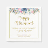 除モダン外スクリプエレガントト金ゴールドフローラ スタンダードカクテルナプキン (正面)