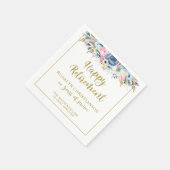 除モダン外スクリプエレガントト金ゴールドフローラ スタンダードカクテルナプキン (角)