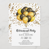 除モダン外パーティー金ゴールドブラックバルーンAnnun 招待状 (正面/裏面)