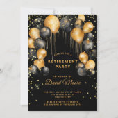 除モダン外パーティー黒金ゴールド 招待状 (正面)