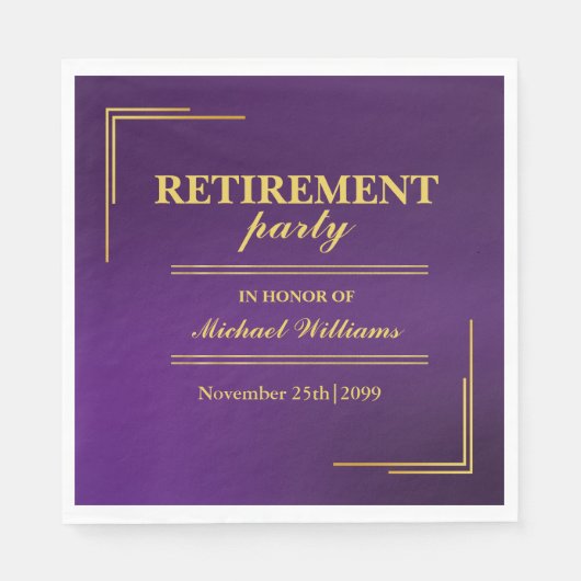 除企業の外エレガント紫金ゴールド スタンダードランチョンナプキン (正面)