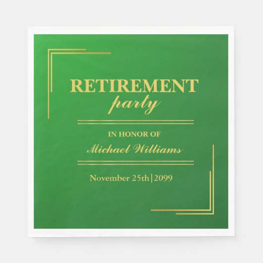 除企業の外エレガント緑金ゴールド スタンダードランチョンナプキン (正面)