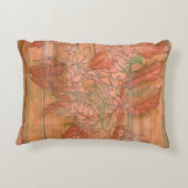 除去されたモダン背景のオレンジ色のフローラプリント アクセントクッション (裏面)