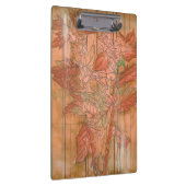 除去されたモダン背景のオレンジ色のフローラプリント クリップボード (右)