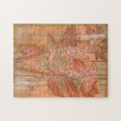 除去されたモダン背景のオレンジ色のフローラプリント ジグソーパズル (横)