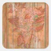 除去されたモダン背景のオレンジ色のフローラプリント スクエアシール (正面)
