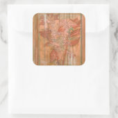 除去されたモダン背景のオレンジ色のフローラプリント スクエアシール (バッグ)