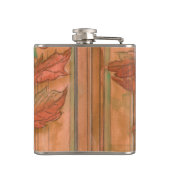 除去されたモダン背景のオレンジ色のフローラプリント フラスク (裏面)