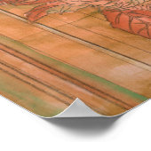 除去されたモダン背景のオレンジ色のフローラプリント ポスター (角)