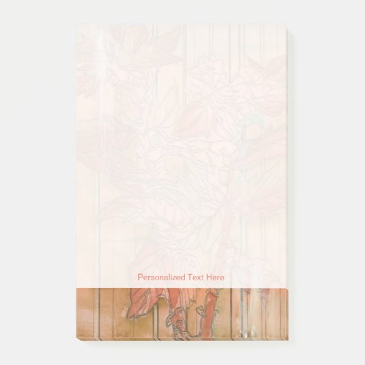 除去されたモダン背景のオレンジ色のフローラプリント ポストイット (正面)