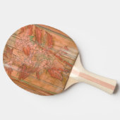 除去されたモダン背景のオレンジ色のフローラプリント 卓球ラケット (横)