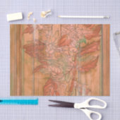 除去されたモダン背景のオレンジ色のフローラプリント 薄葉紙 (クラフト)