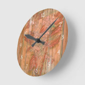 除去された背景のモダンなオレンジ花柄 ラウンド壁時計 (傾斜)