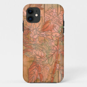 除去された背景のモダンなオレンジ花柄 iPhone 11 ケース