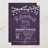 除素朴業パーティー – 紫の木目パターン 招待状 (正面/裏面)