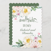 除草の日付を緑と黄色で保存 案内状 (正面/裏面)