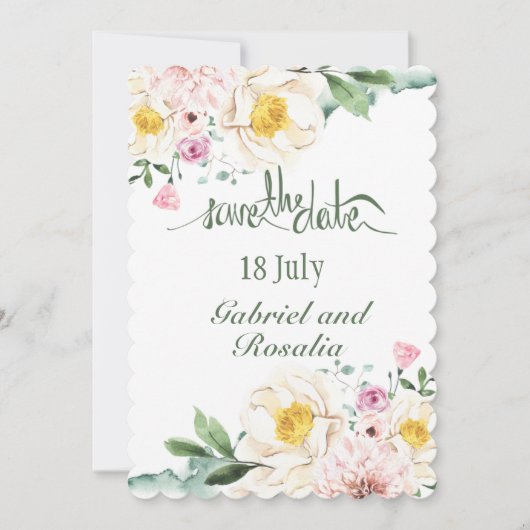 除草の日付を緑と黄色で保存 案内状 (正面)