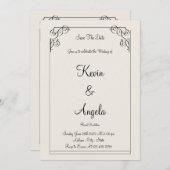 除草エレガント日を保存 招待状 (正面/裏面)