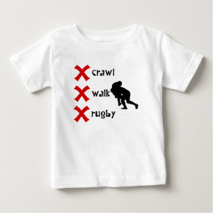 除行の歩行のラグビー ベビーTシャツ