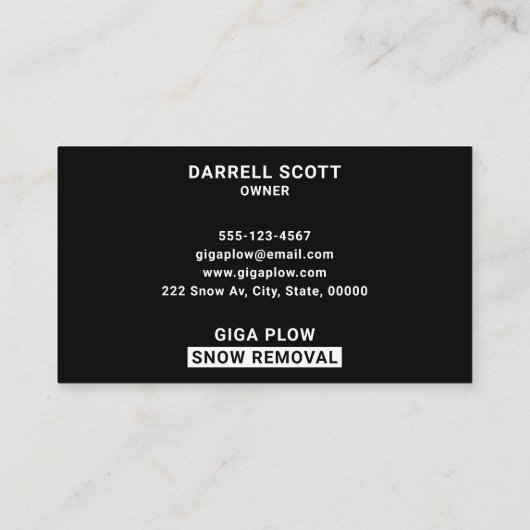 除雪はっきりしたタイポグラフィブラック 名刺 (裏面)