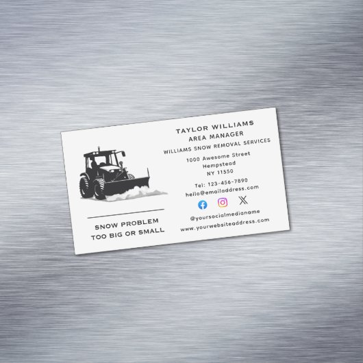 除雪サービス 除雪車 冬 ソーシャルメディア マグネット名刺 (インサイチュ)