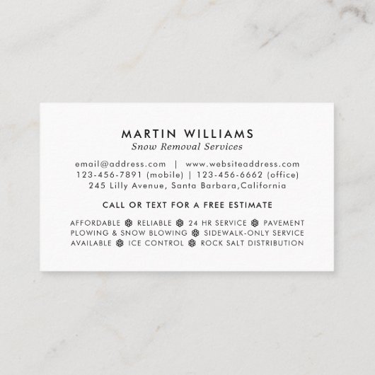 除雪ブラック&ホワイト 名刺 (裏面)