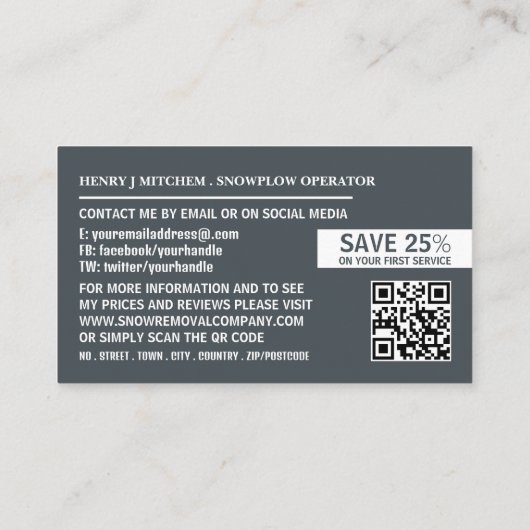 除雪会社広告の 名刺 (裏面)