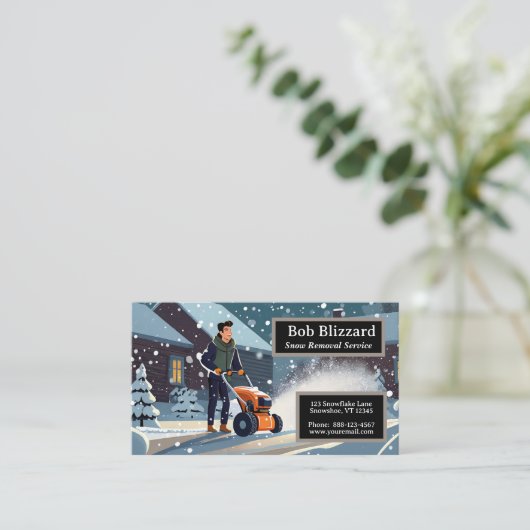 除雪機を押す人 名刺 (スタンド正面)